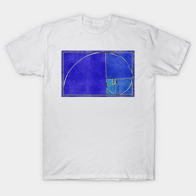 Fibonacci Spiral -Blue T-Shirt by FernheartDesign